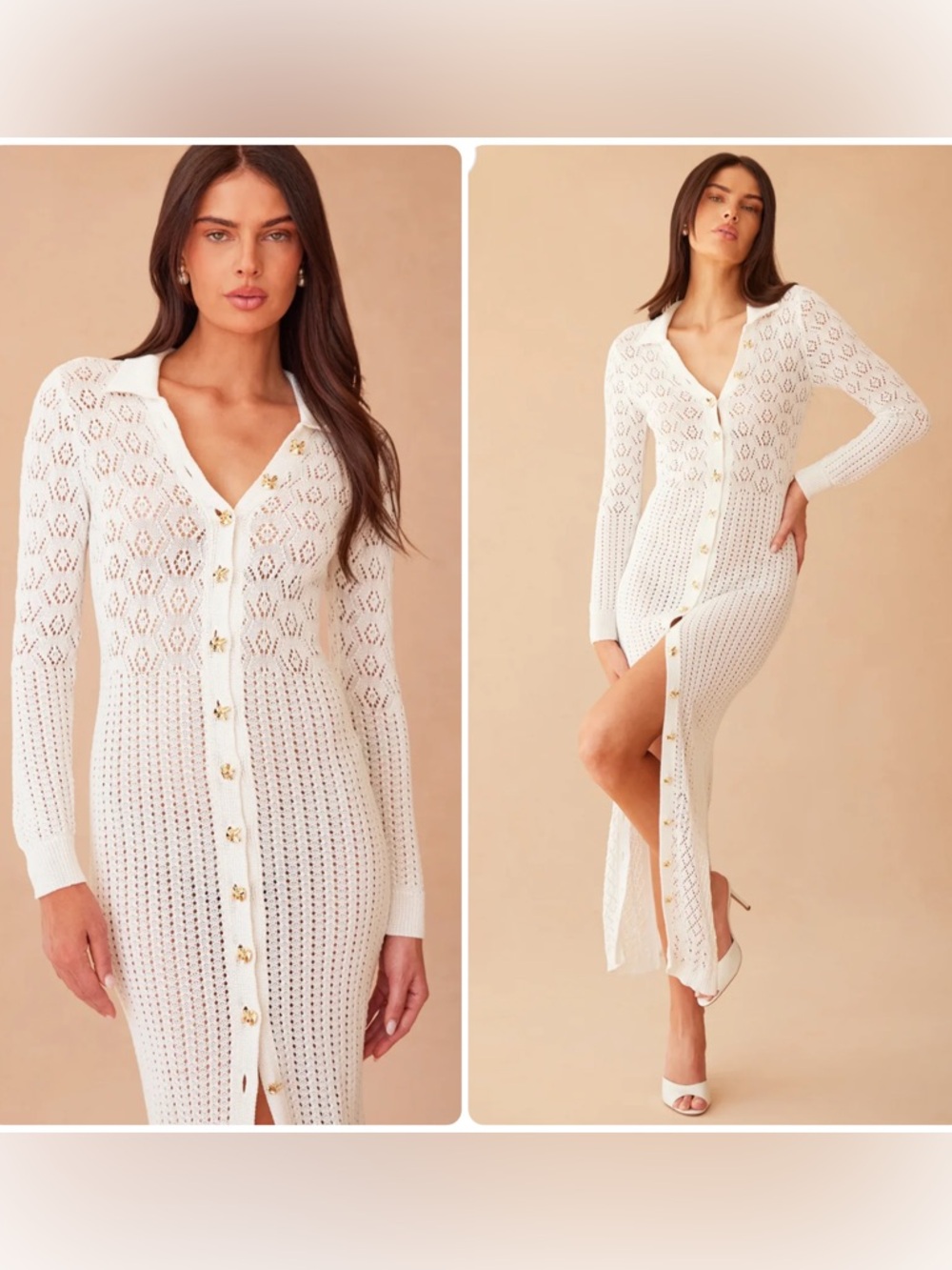 Generation Love Eleni Pointelle Knit Viscose White Dress w Slip inside NWT $395